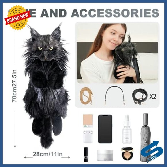 Handcrafted Plush Cat Backpack with Adjustable Straps, 18.89 Inches main image 6